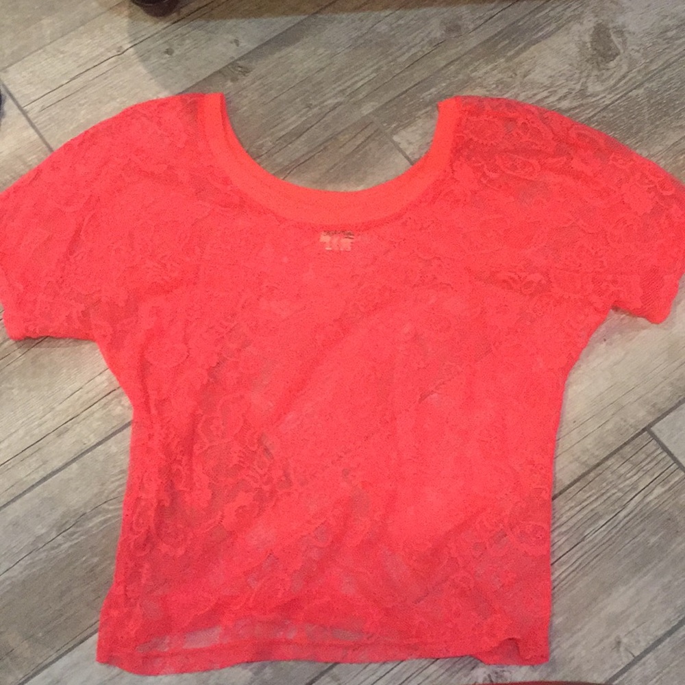 Neon Orange Lacy Top